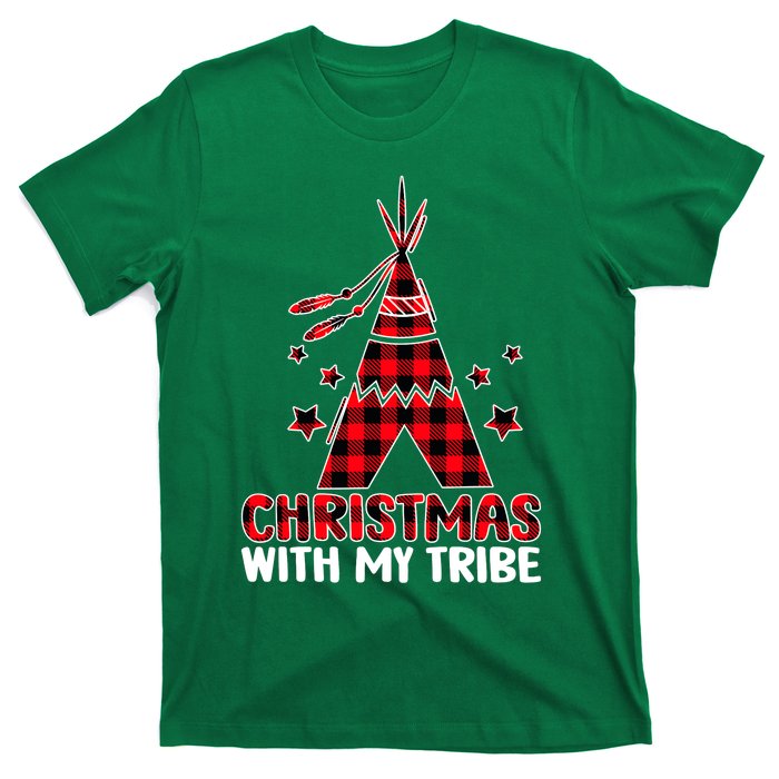 Christmas with My Tribe Buffalo Plaid Matching Pajamas T-Shirt