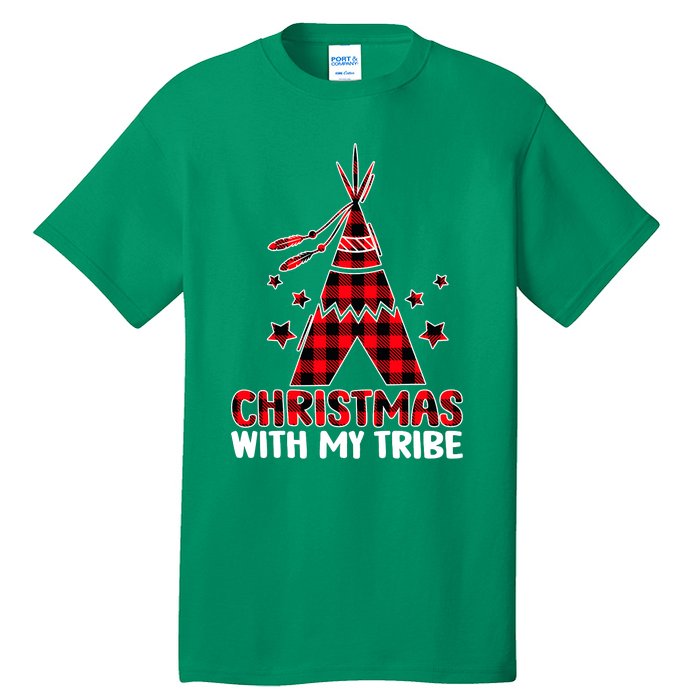 Christmas with My Tribe Buffalo Plaid Matching Pajamas Tall T-Shirt