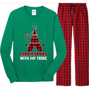 Christmas with My Tribe Buffalo Plaid Matching Pajamas Long Sleeve Pajama Set