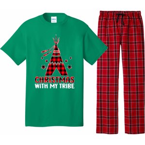 Christmas with My Tribe Buffalo Plaid Matching Pajamas Pajama Set