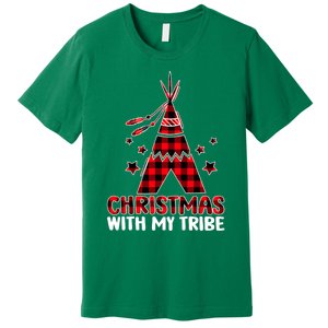 Christmas with My Tribe Buffalo Plaid Matching Pajamas Premium T-Shirt