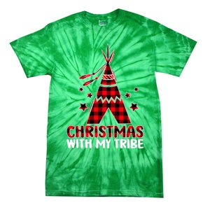 Christmas with My Tribe Buffalo Plaid Matching Pajamas Tie-Dye T-Shirt