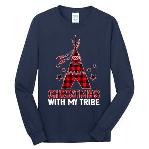 Christmas with My Tribe Buffalo Plaid Matching Pajamas Tall Long Sleeve T-Shirt