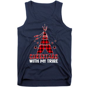 Christmas with My Tribe Buffalo Plaid Matching Pajamas Tank Top