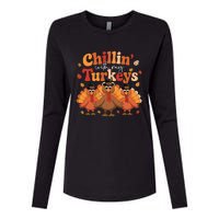 Chillin With My Turkeys Thanksgiving Family Matching Womens Cotton Relaxed Long Sleeve T-Shirt