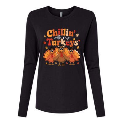 Chillin With My Turkeys Thanksgiving Family Matching Womens Cotton Relaxed Long Sleeve T-Shirt