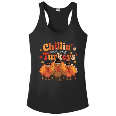 Chillin With My Turkeys Thanksgiving Family Matching Ladies PosiCharge Competitor Racerback Tank