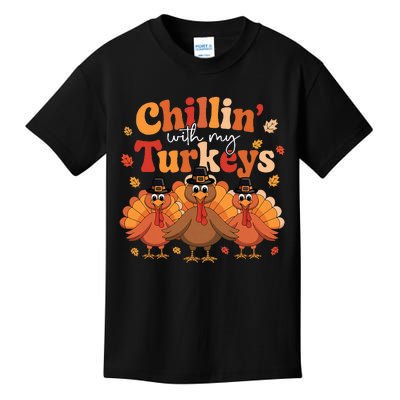 Chillin With My Turkeys Thanksgiving Family Matching Kids T-Shirt