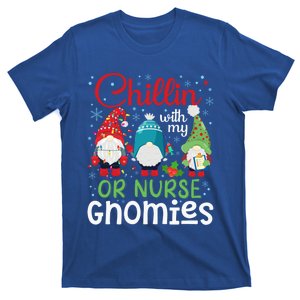 Chillin With My Or Gnomies Christmas Gnomes Nurse Scrubs Gift T-Shirt