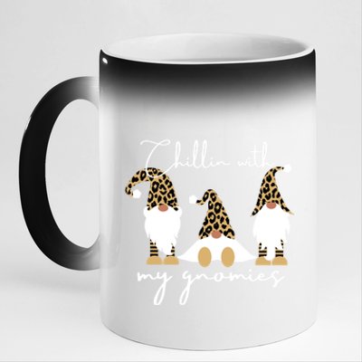 Chillin With My Gnomies Leopard Print Gnomes S Cool Gift 11oz Black Color Changing Mug