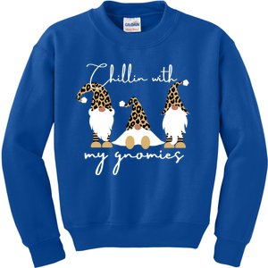 Chillin With My Gnomies Leopard Print Gnomes S Cool Gift Kids Sweatshirt