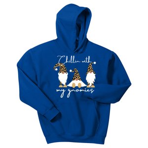 Chillin With My Gnomies Leopard Print Gnomes S Cool Gift Kids Hoodie