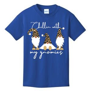 Chillin With My Gnomies Leopard Print Gnomes S Cool Gift Kids T-Shirt