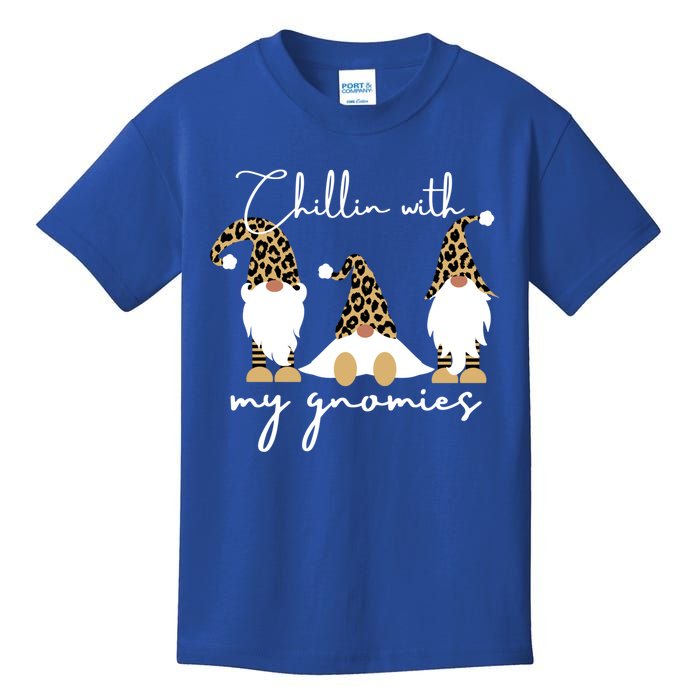 Chillin With My Gnomies Leopard Print Gnomes S Cool Gift Kids T-Shirt