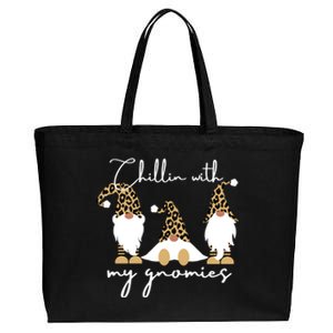 Chillin With My Gnomies Leopard Print Gnomes S Cool Gift Cotton Canvas Jumbo Tote