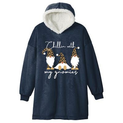 Chillin With My Gnomies Leopard Print Gnomes S Cool Gift Hooded Wearable Blanket