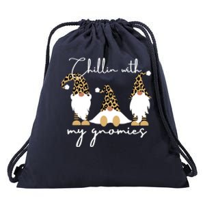 Chillin With My Gnomies Leopard Print Gnomes S Cool Gift Drawstring Bag