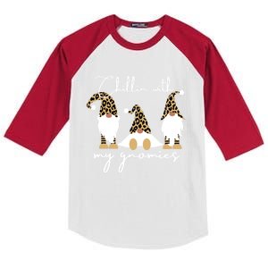 Chillin With My Gnomies Leopard Print Gnomes S Cool Gift Kids Colorblock Raglan Jersey