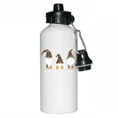 Chillin With My Gnomies Leopard Print Gnomes S Cool Gift Aluminum Water Bottle