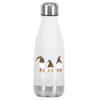 Chillin With My Gnomies Leopard Print Gnomes S Cool Gift Stainless Steel Insulated Water Bottle