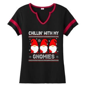 Chillin With My Gnomies Matching Family Christmas Gnome Ladies Halftime Notch Neck Tee