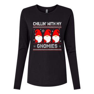 Chillin With My Gnomies Matching Family Christmas Gnome Womens Cotton Relaxed Long Sleeve T-Shirt