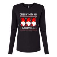 Chillin With My Gnomies Matching Family Christmas Gnome Womens Cotton Relaxed Long Sleeve T-Shirt