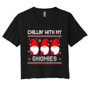 Chillin With My Gnomies Matching Family Christmas Gnome Women's Crop Top Tee