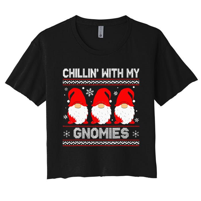 Chillin With My Gnomies Matching Family Christmas Gnome Women's Crop Top Tee