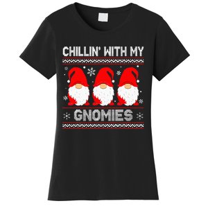 Chillin With My Gnomies Matching Family Christmas Gnome Women's T-Shirt