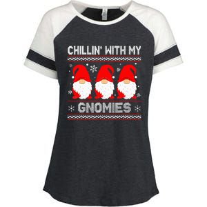 Chillin With My Gnomies Matching Family Christmas Gnome Enza Ladies Jersey Colorblock Tee