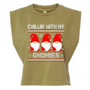 Chillin With My Gnomies Matching Family Christmas Gnome Garment-Dyed Women's Muscle Tee