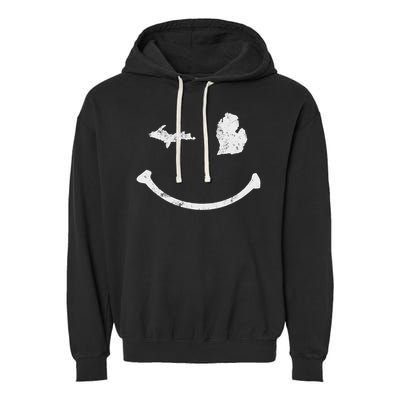 Cute Winking Michigan Mi Native Michigander Gift Garment-Dyed Fleece Hoodie