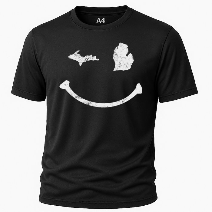 Cute Winking Michigan Mi Native Michigander Gift Cooling Performance Crew T-Shirt