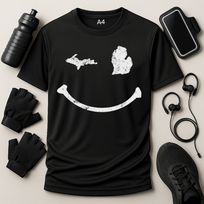 Cute Winking Michigan Mi Native Michigander Gift Cooling Performance Crew T-Shirt