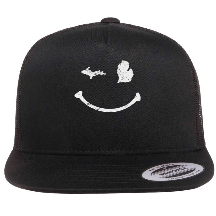 Cute Winking Michigan Mi Native Michigander Gift Flatbill Hat