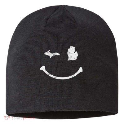 Cute Winking Michigan Mi Native Michigander Gift Sustainable Beanie