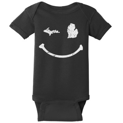 Cute Winking Michigan Mi Native Michigander Gift Baby Bodysuit