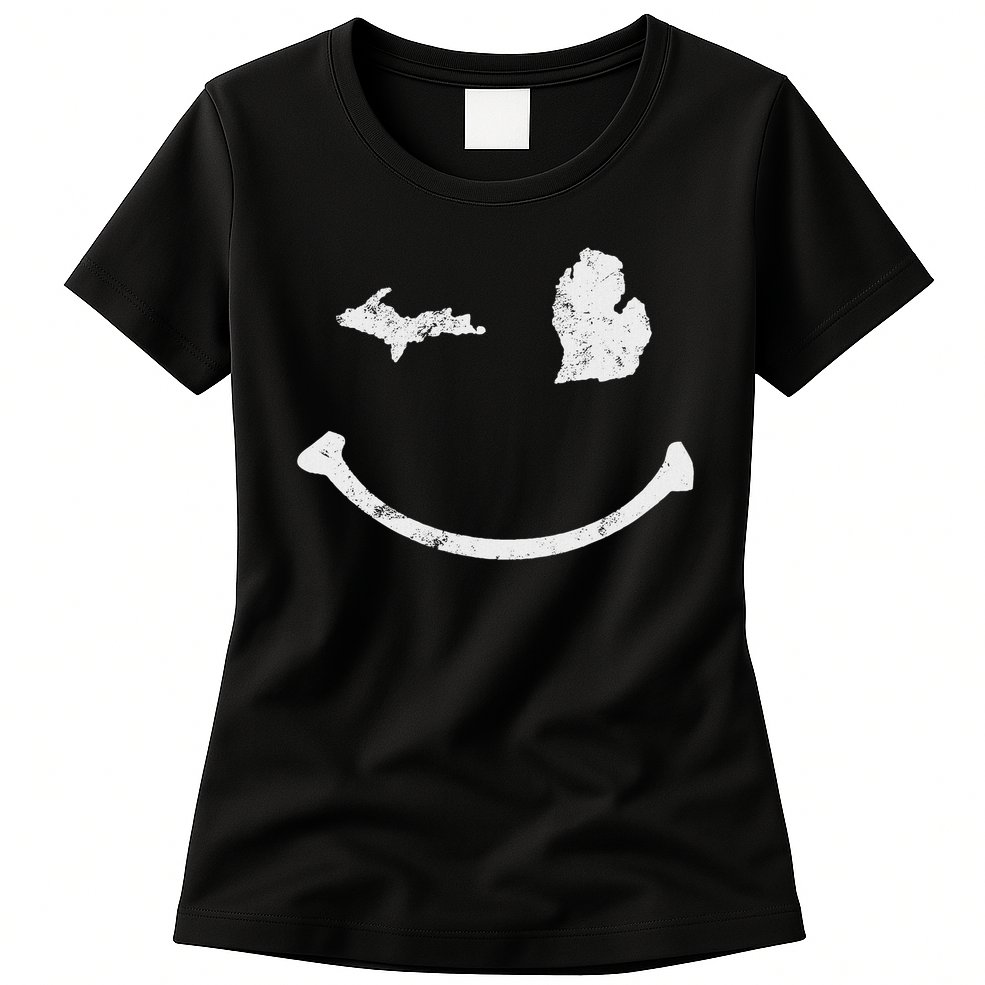 Cute Winking Michigan Mi Native Michigander Gift Womens T-Shirt