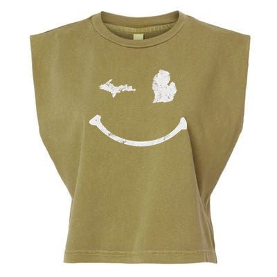Cute Winking Michigan Mi Native Michigander Gift Garment-Dyed Women's Muscle Tee