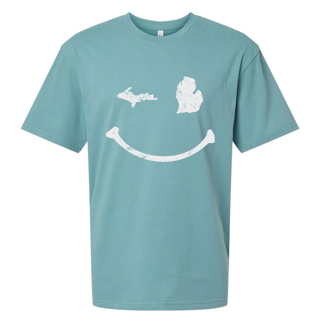 Cute Winking Michigan Mi Native Michigander Gift Sueded Cloud Jersey T-Shirt