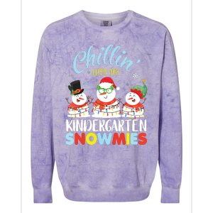 Chillin With My Kindergarten Snowmies Teacher Christmas Xmas Colorblast Crewneck Sweatshirt