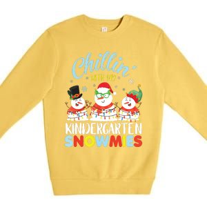 Chillin With My Kindergarten Snowmies Teacher Christmas Xmas Premium Crewneck Sweatshirt