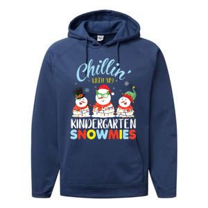 Chillin With My Kindergarten Snowmies Teacher Christmas Xmas Performance Fleece Hoodie