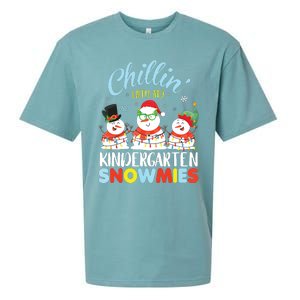 Chillin With My Kindergarten Snowmies Teacher Christmas Xmas Sueded Cloud Jersey T-Shirt