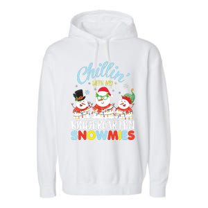 Chillin With My Kindergarten Snowmies Teacher Christmas Xmas Garment-Dyed Fleece Hoodie