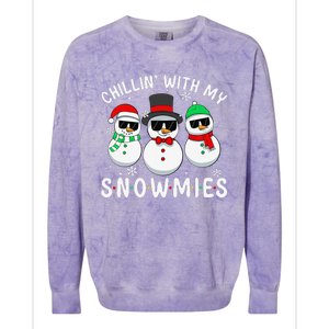 Chillin With My Snowmies Snowman Christmas Pajama Colorblast Crewneck Sweatshirt