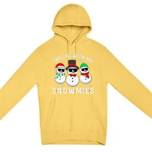 Chillin With My Snowmies Snowman Christmas Pajama Premium Pullover Hoodie