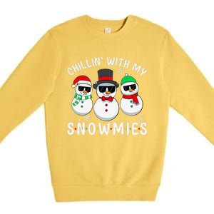 Chillin With My Snowmies Snowman Christmas Pajama Premium Crewneck Sweatshirt