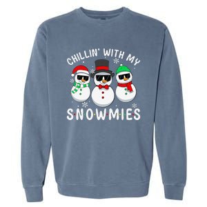 Chillin With My Snowmies Snowman Christmas Pajama Garment-Dyed Sweatshirt